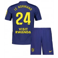 Stroje piłkarskie Atletico Madrid Robin Le Normand #24 Koszulka Wyjazdowej dla dzieci 2025-26 Krótki Rękaw (+ szorty)